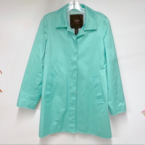 Coach Trench Raincoat Size Small Light Mint - Picture 4 of 10